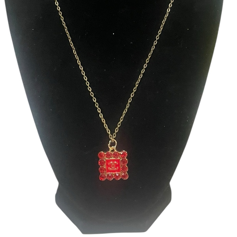 Square Stamped Fashion Charm Necklace